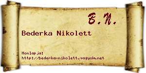 Bederka Nikolett névjegykártya
